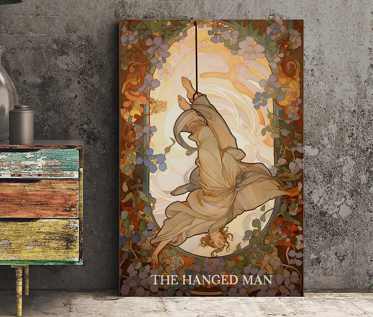 The Hanged Man - Tarot Card Print - The Hanged Man Blue Card Poster, No Frame