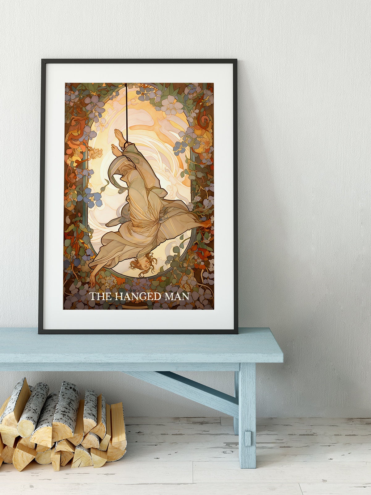 The Hanged Man - Tarot Card Print - The Hanged Man Blue Card Poster, No Frame