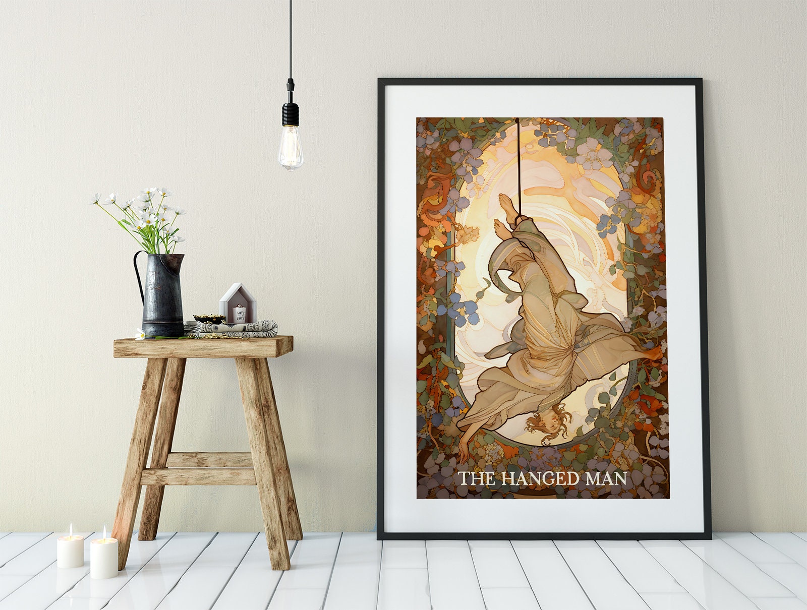 The Hanged Man - Tarot Card Print - The Hanged Man Blue Card Poster, No Frame