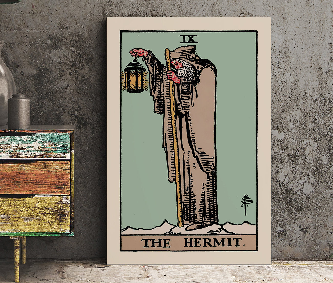 The Hermit - Tarot Card Print - The Hermit Blue Card Poster, No Frame - Perfect For A Dorm Room