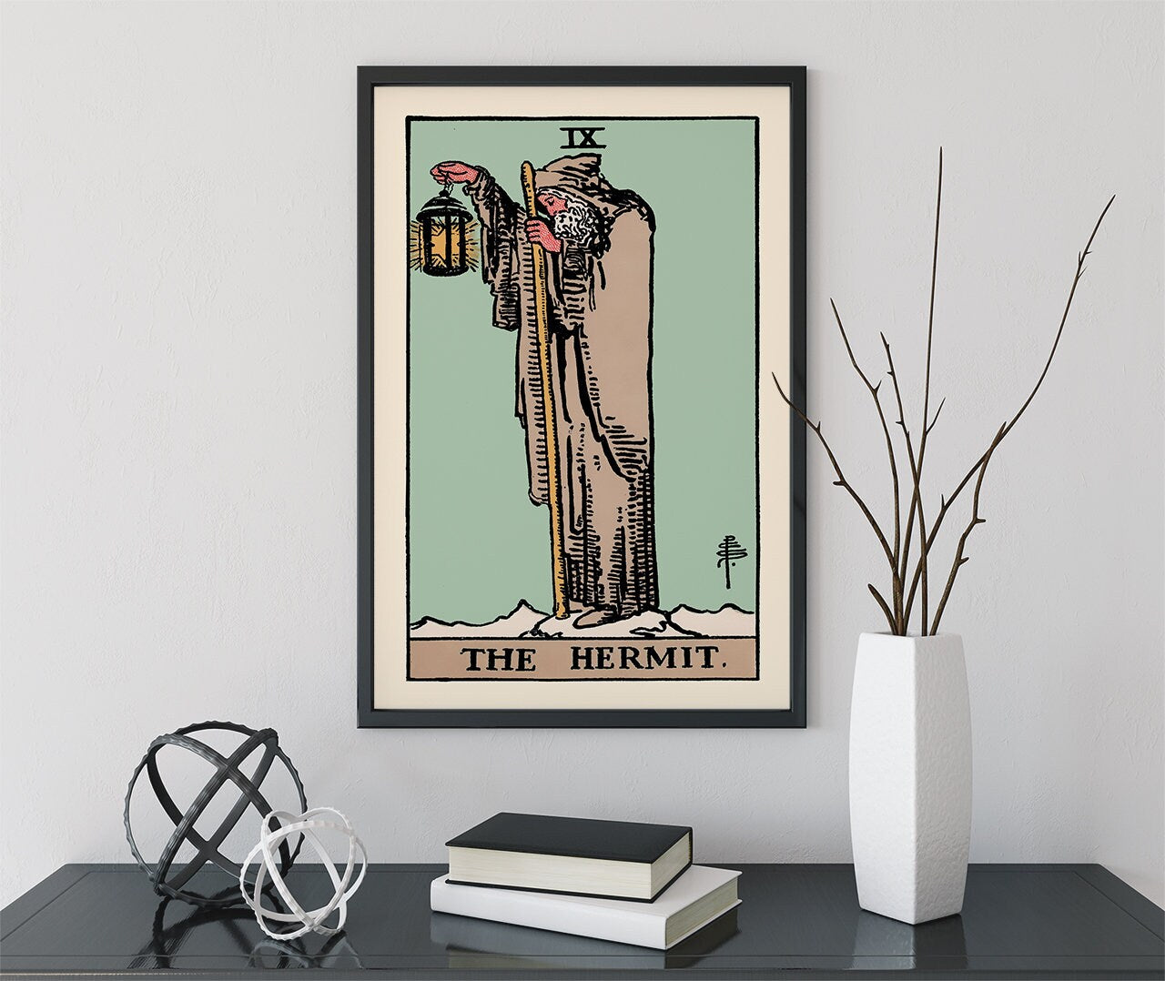 The Hermit - Tarot Card Print - The Hermit Blue Card Poster, No Frame - Perfect For A Dorm Room