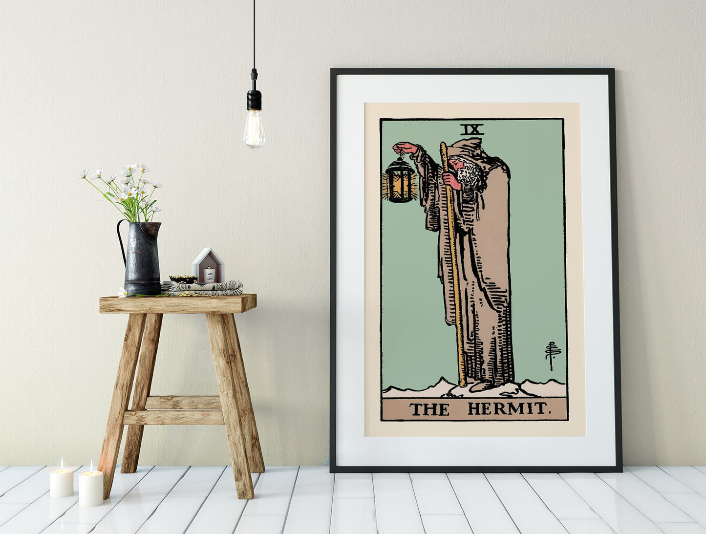 The Hermit - Tarot Card Print - The Hermit Blue Card Poster, No Frame - Perfect For A Dorm Room
