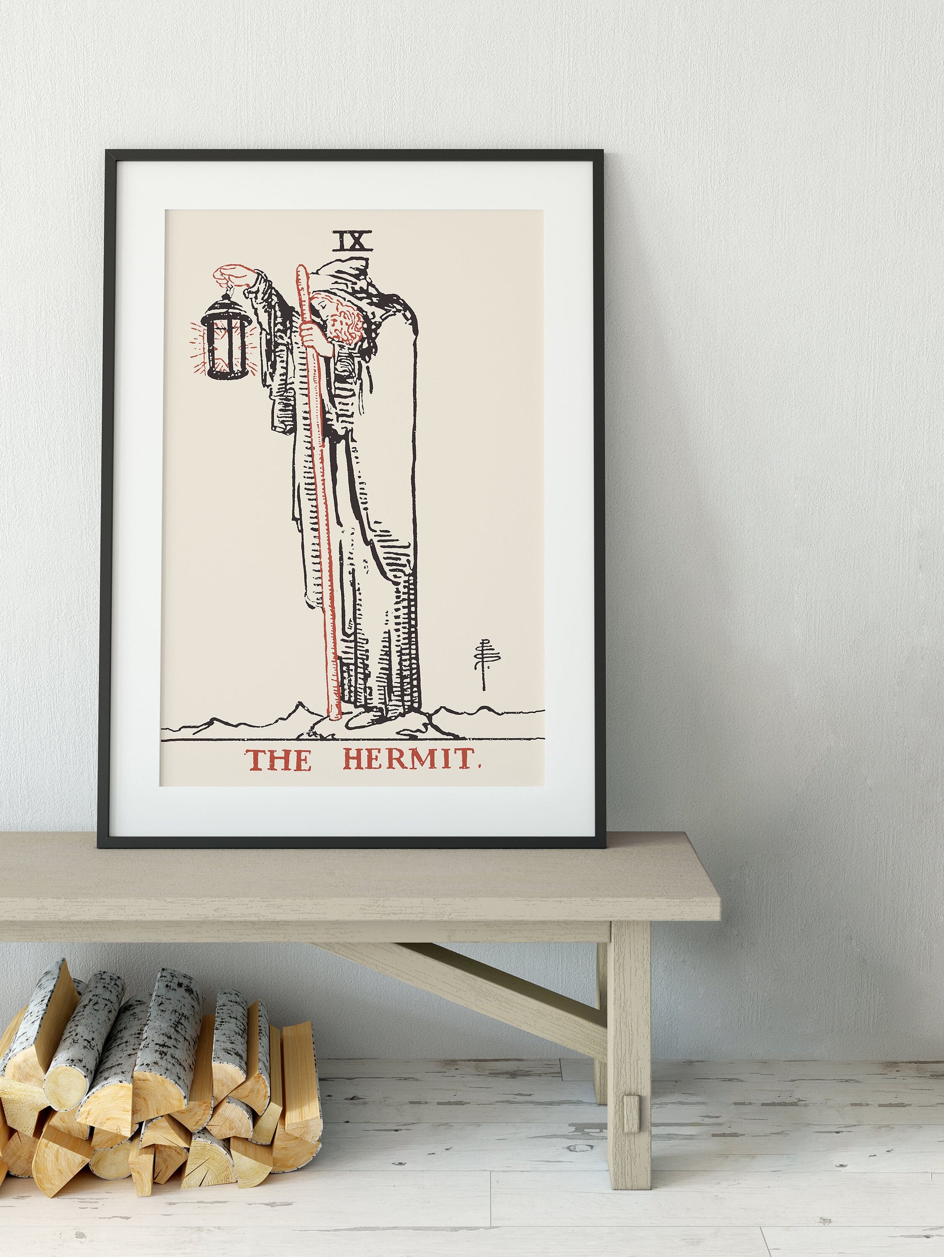 The Hermit - Tarot Card Print - The Hermit Card Neutral Vibe Playing Card Poster Eclectic Tarot, No Frame