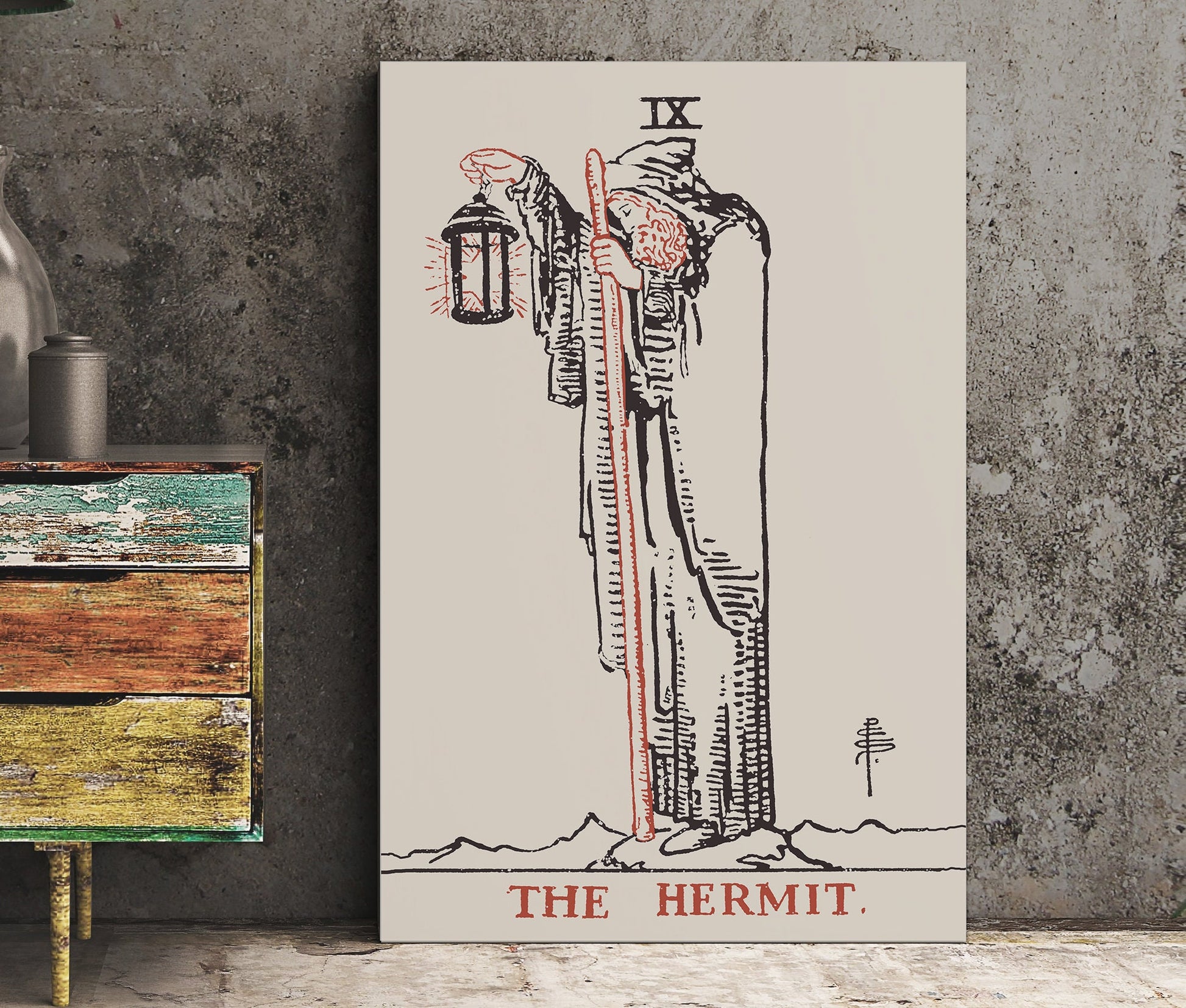 The Hermit - Tarot Card Print - The Hermit Card Neutral Vibe Playing Card Poster Eclectic Tarot, No Frame