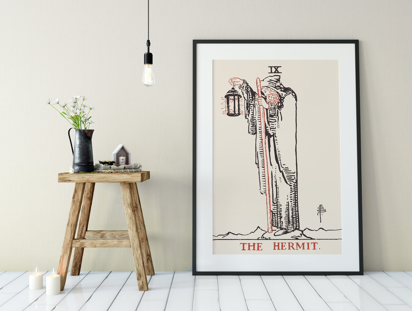 The Hermit - Tarot Card Print - The Hermit Card Neutral Vibe Playing Card Poster Eclectic Tarot, No Frame