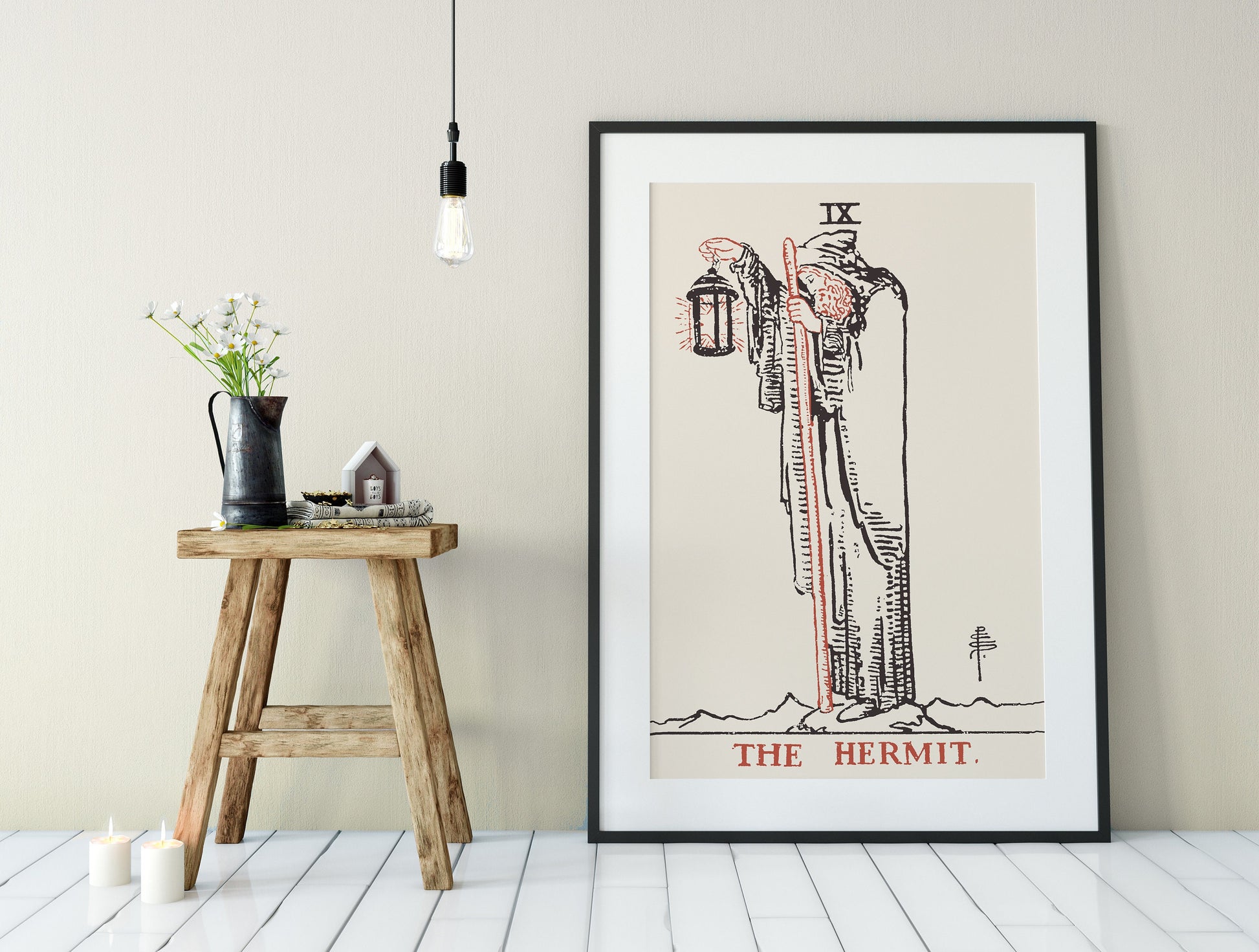 The Hermit - Tarot Card Print - The Hermit Card Neutral Vibe Playing Card Poster Eclectic Tarot, No Frame