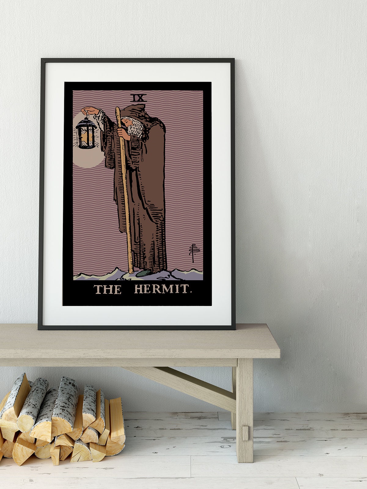 The Hermit - Tarot Card Print - The Hermit Card Harvest Colors Poster, No Frame