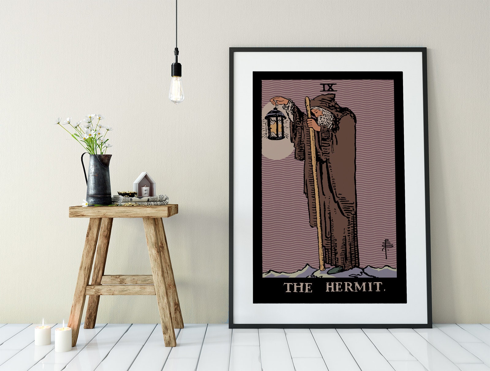 The Hermit - Tarot Card Print - The Hermit Card Harvest Colors Poster, No Frame