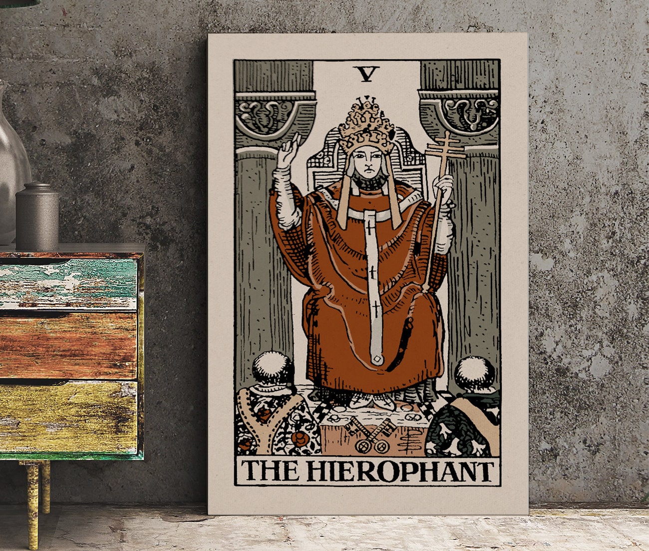 The Hierophant- Tarot Card Print - The Hierophant Card Neutral Vibe Poster Eclectic Tarot, No Frame