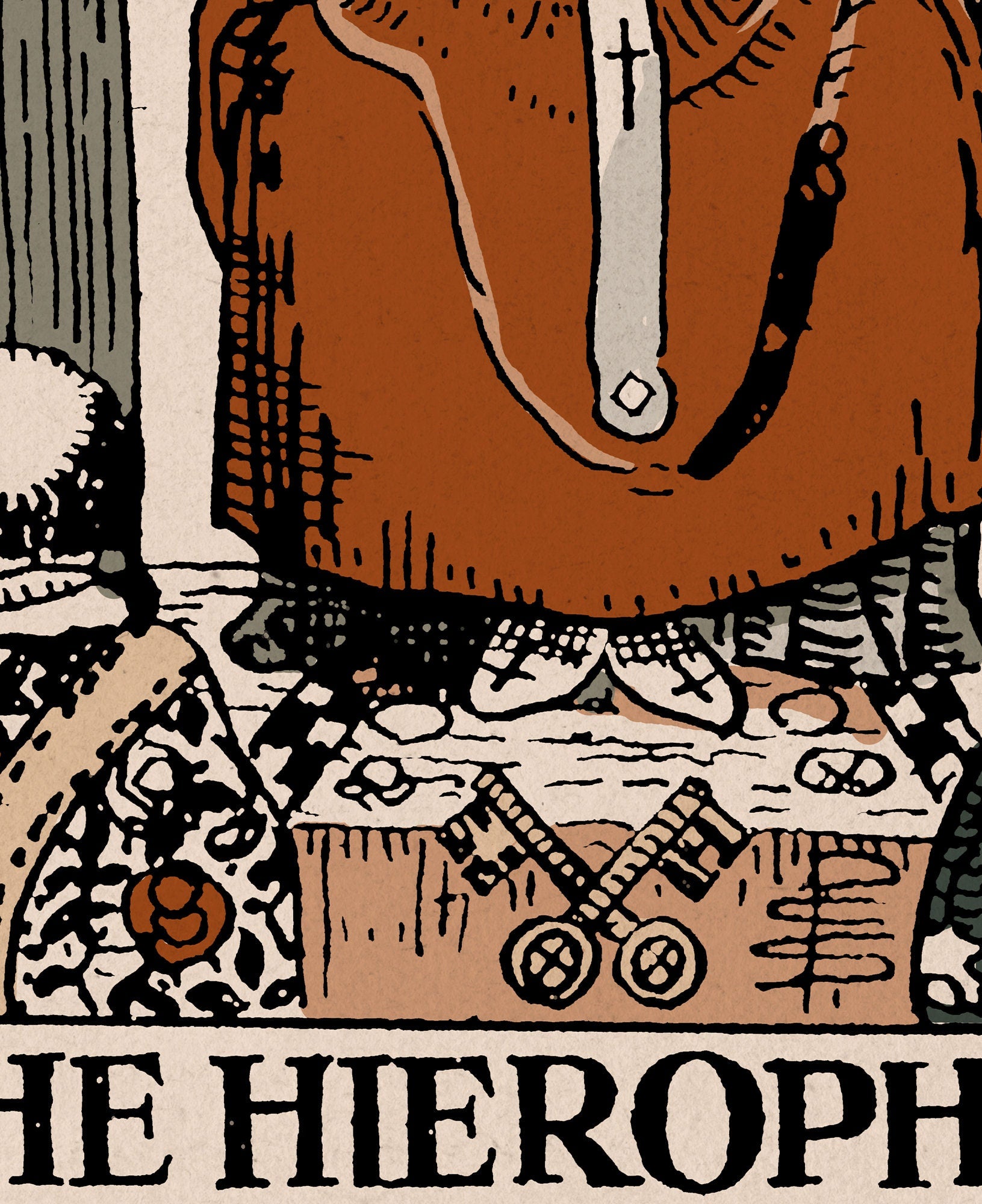 The Hierophant- Tarot Card Print - The Hierophant Card Neutral Vibe Poster Eclectic Tarot, No Frame