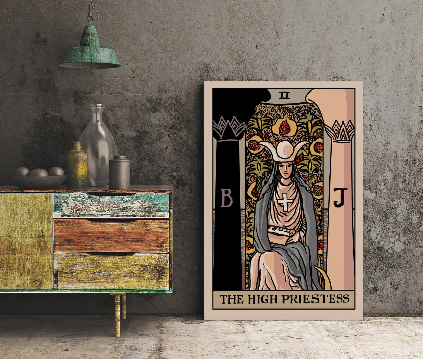 The High Priestess - Tarot Card Print by Printagrams Harvest Tarot, No Frame