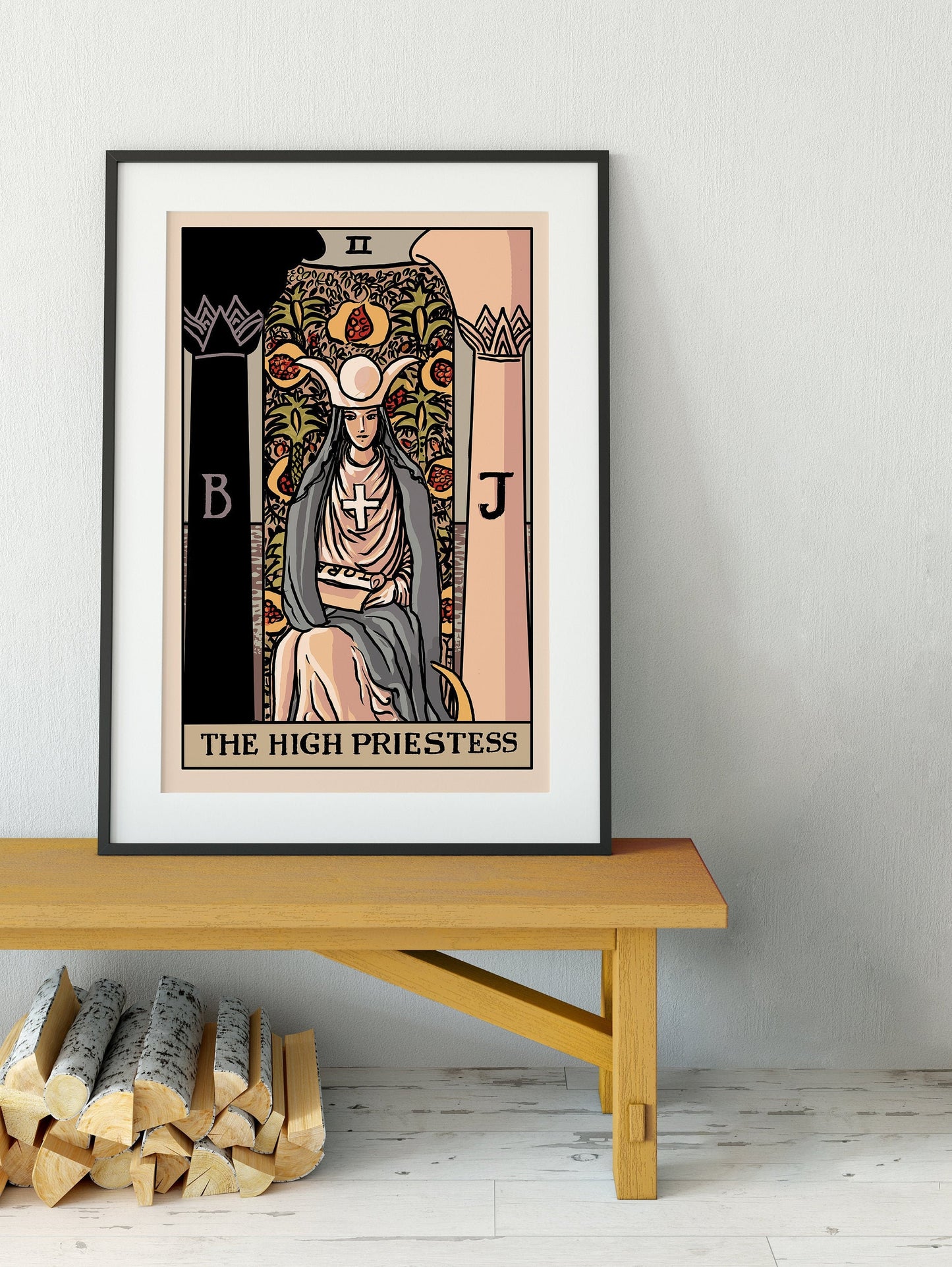 The High Priestess - Tarot Card Print by Printagrams Harvest Tarot, No Frame