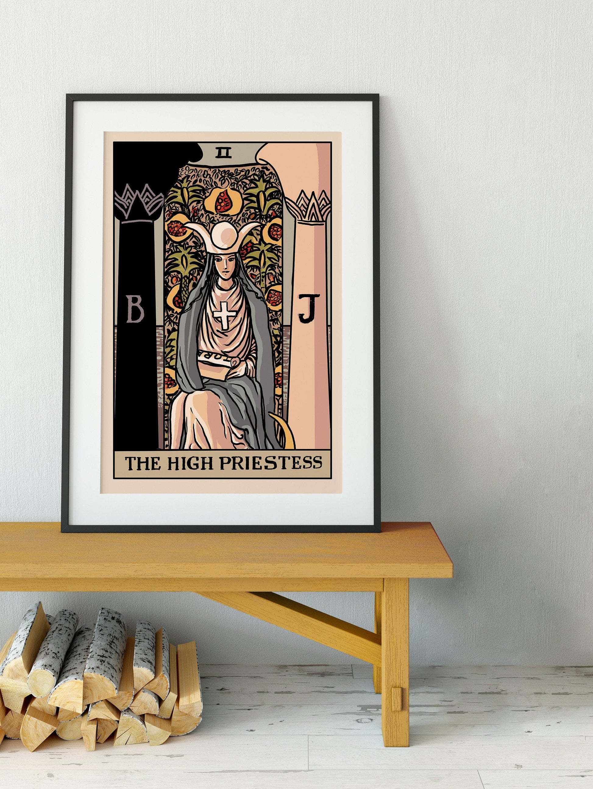 The High Priestess - Tarot Card Print by Printagrams Harvest Tarot, No Frame