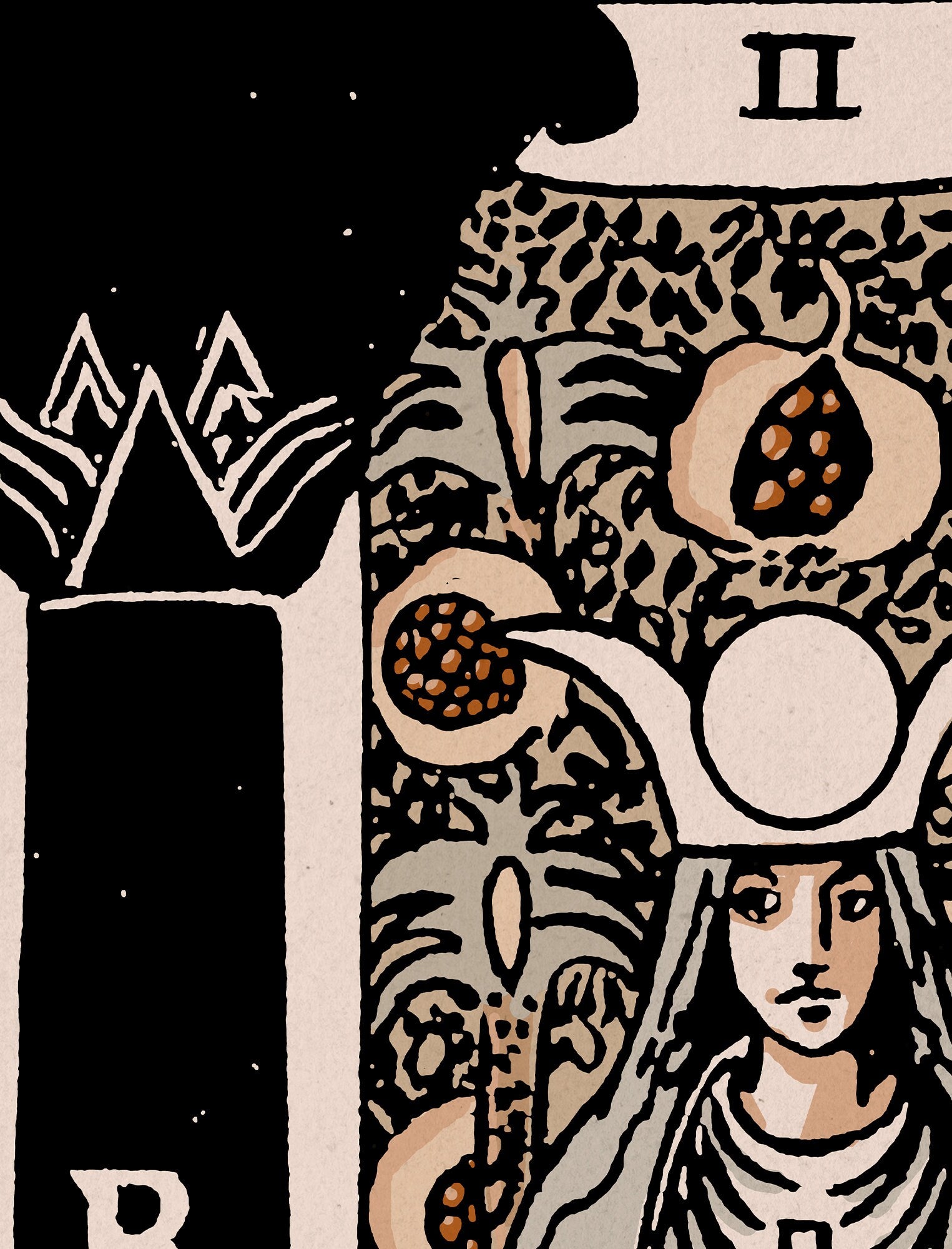 The High Priestess- Tarot Card Print - The High Priestess Card Neutral Vibe Poster Eclectic Tarot, No Frame