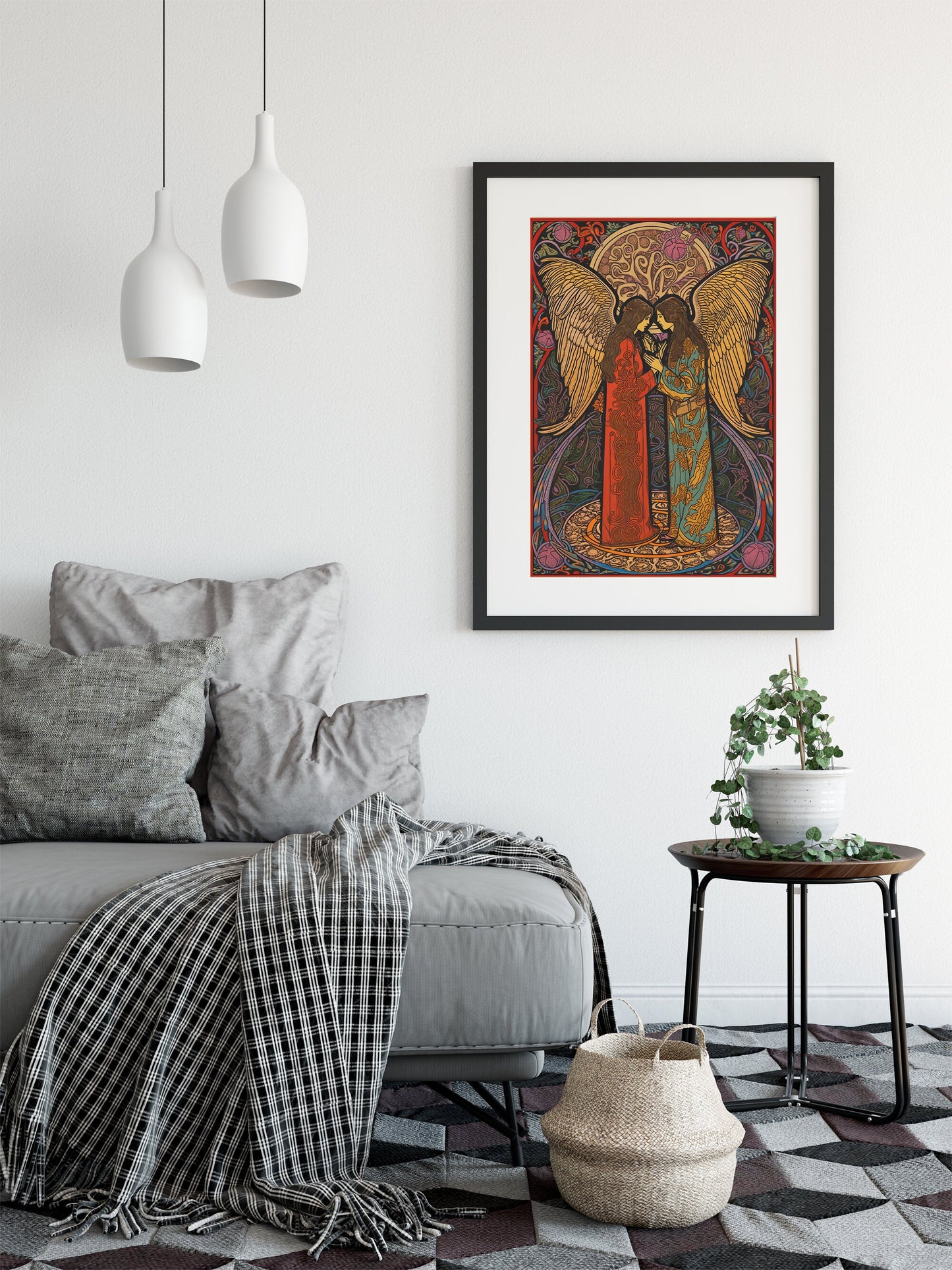 The Lovers - Psychedelic Print - Lovers Card - Wedding Print - Nouveau Tarot