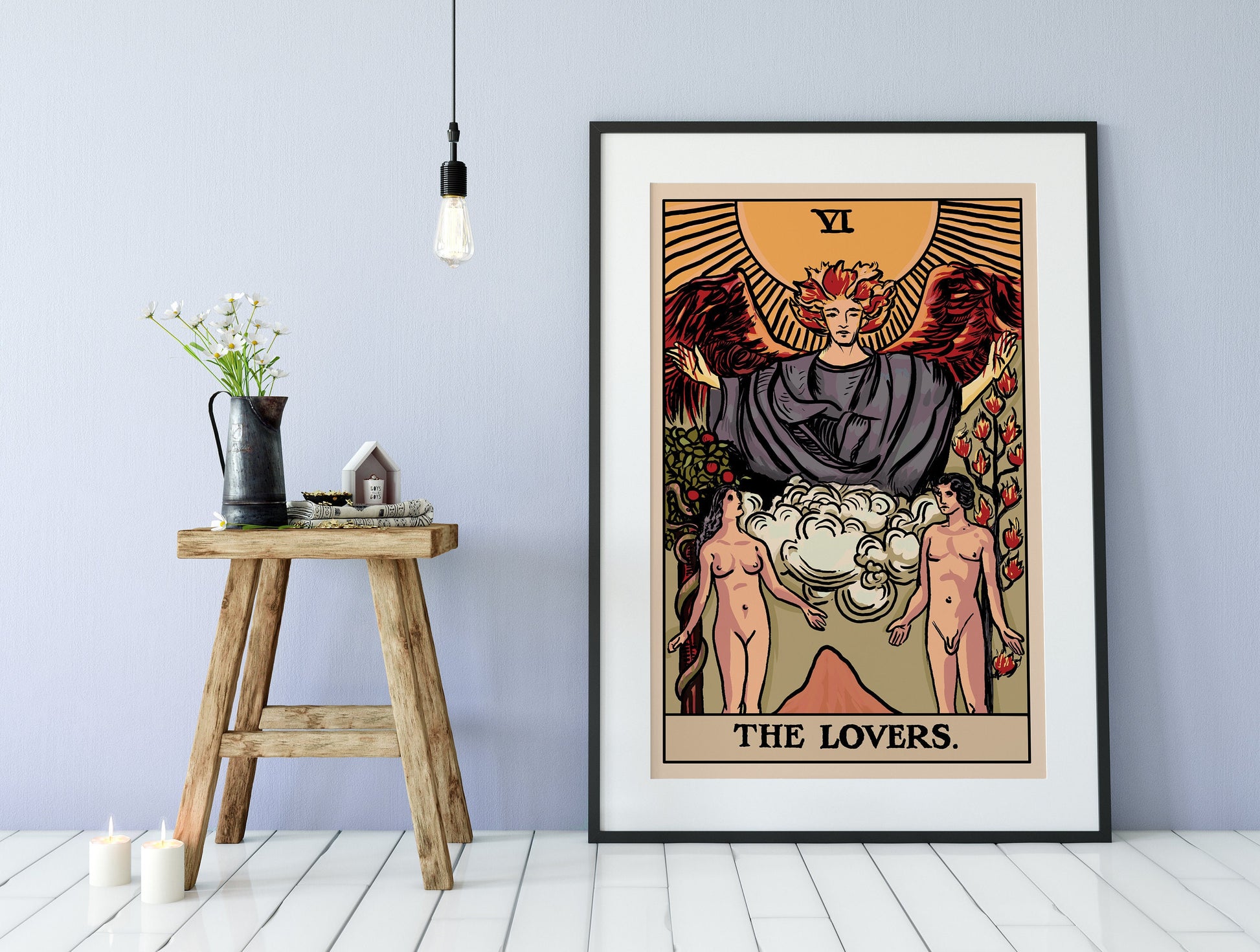 The Lovers - Tarot Card Print - The Lovers Card Poster by Printagrams Harvest Tarot (No Frame)