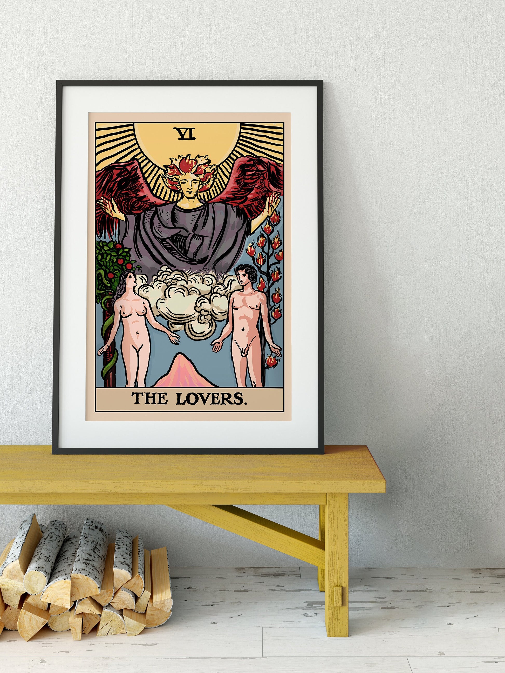 The Lovers - Tarot Card Print - The Lovers Card Poster by Printagrams Harvest Tarot (No Frame)