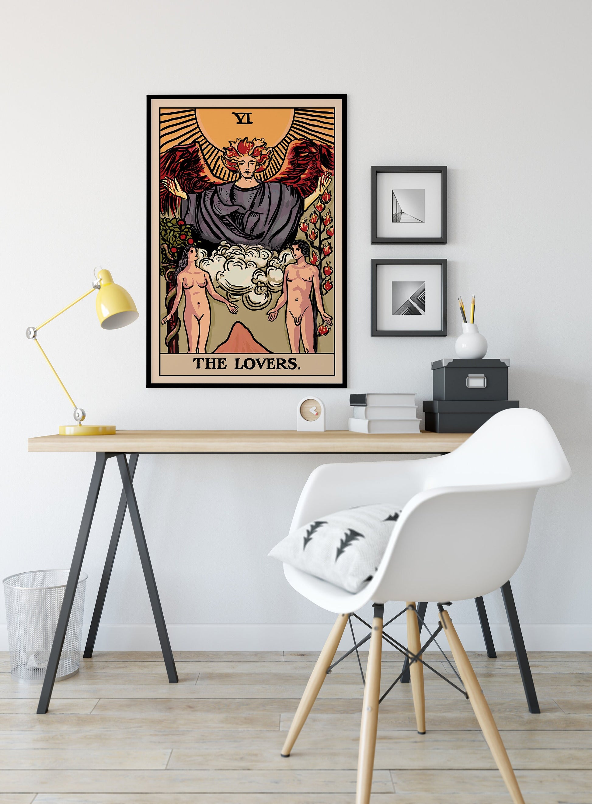 The Lovers - Tarot Card Print - The Lovers Card Poster by Printagrams Harvest Tarot (No Frame)