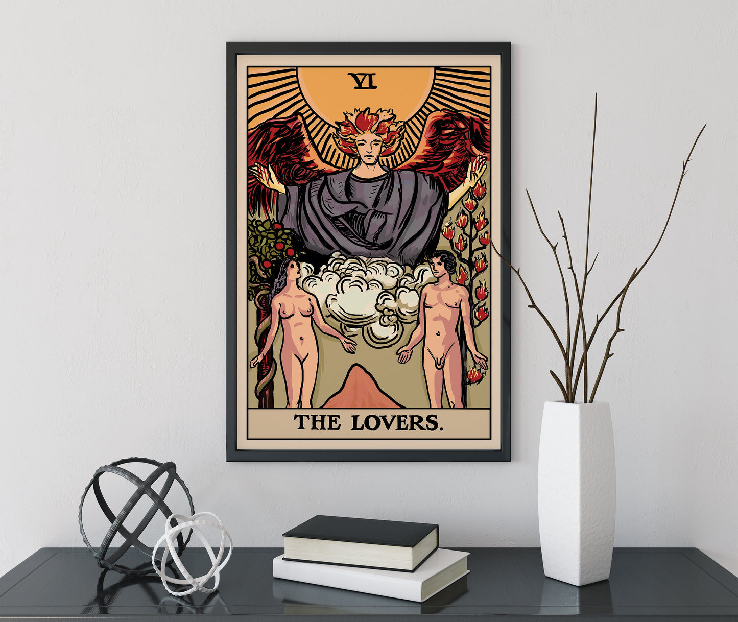 The Lovers - Tarot Card Print - The Lovers Card Poster by Printagrams Harvest Tarot (No Frame)