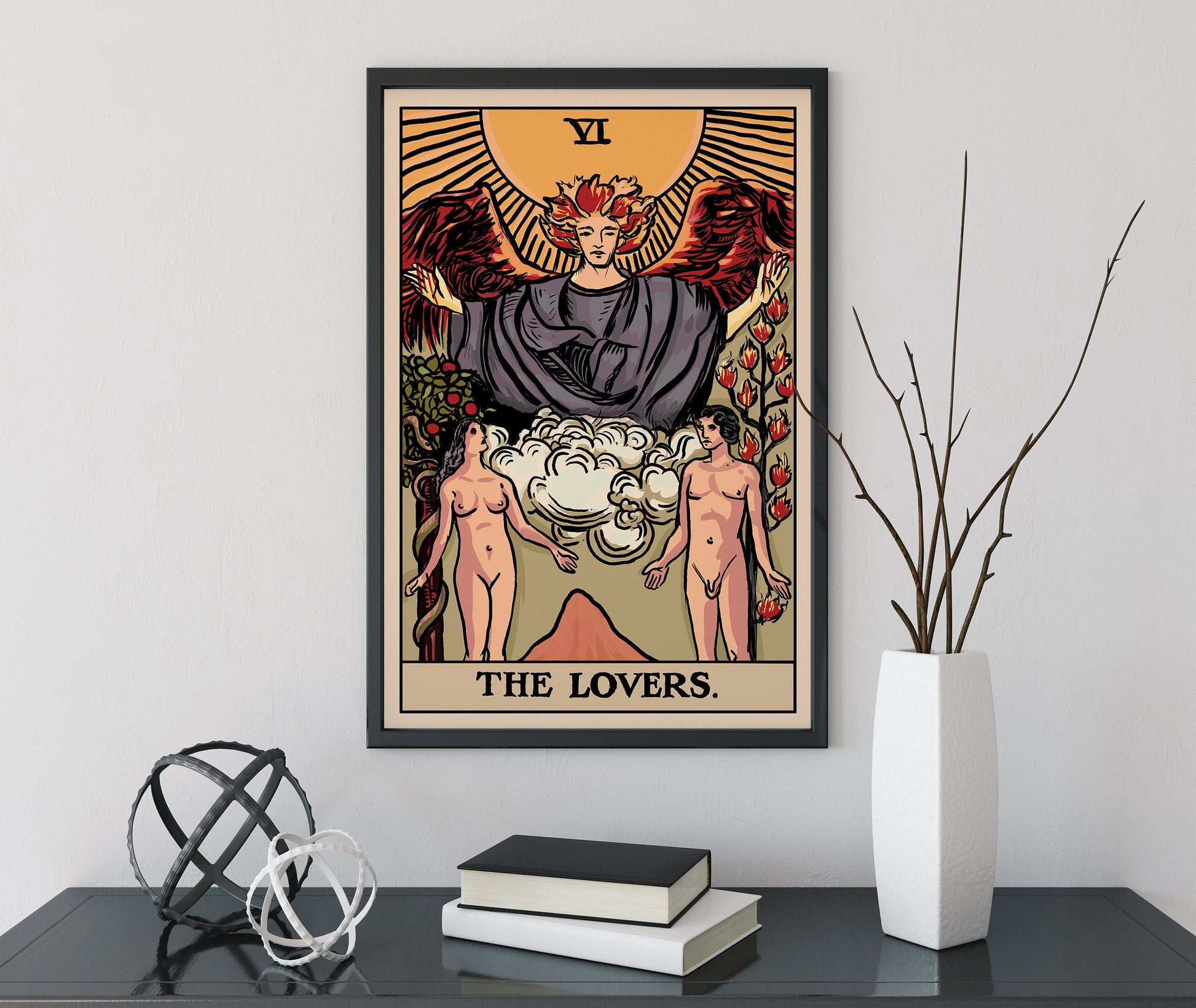 The Lovers - Tarot Card Print - The Lovers Card Poster by Printagrams Harvest Tarot (No Frame)
