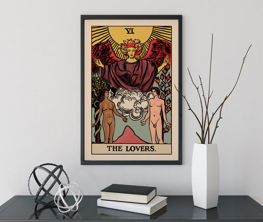 The Lovers Tarot Card Print Interracial Lovers No Frame Poster by My Store