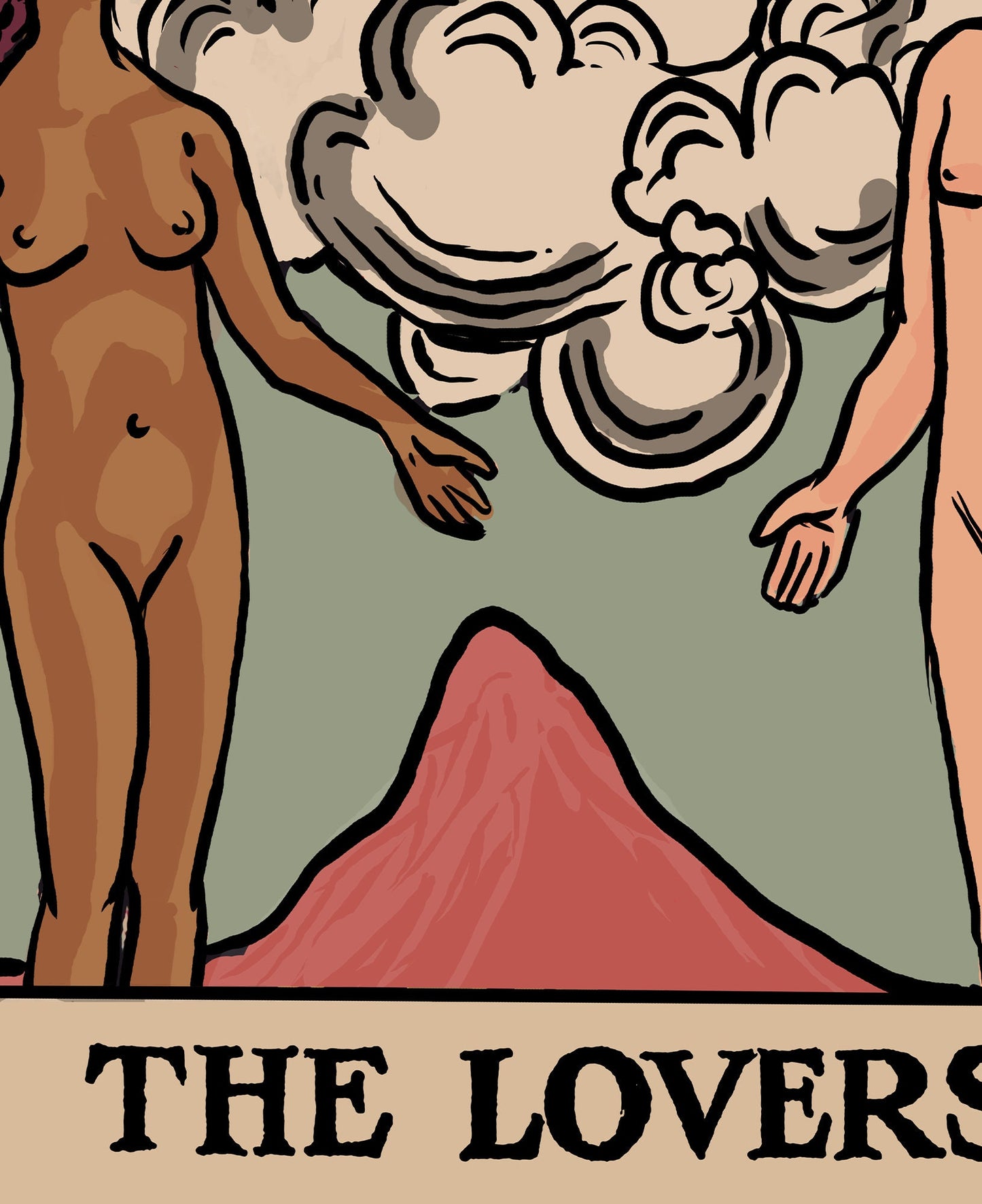 The Lovers - Tarot Card Print - Interracial Lovers Card Poster, No Frame