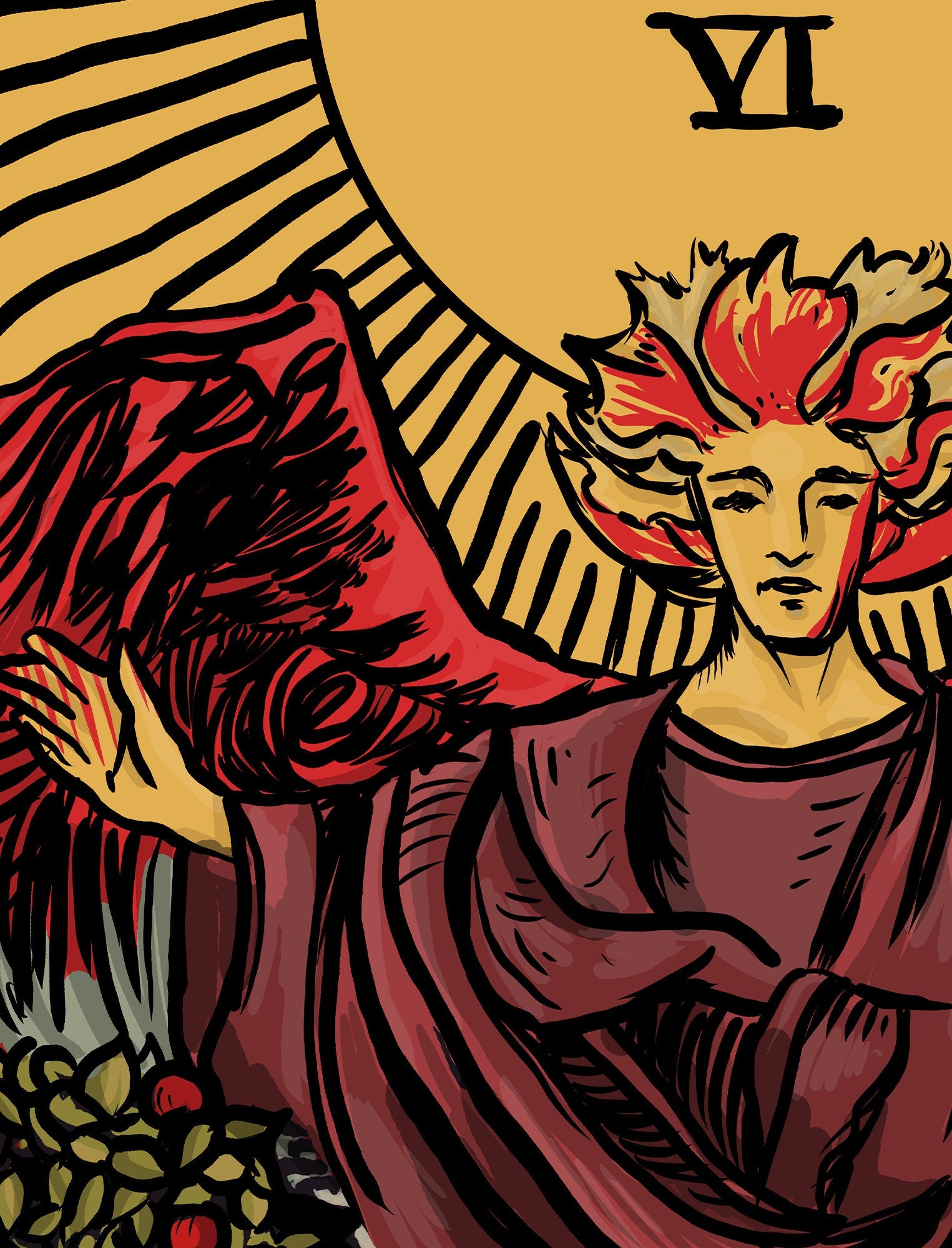 The Lovers - Tarot Card Print - Interracial Lovers Card Poster, No Frame