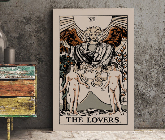 The Lovers- Tarot Card Print - The Lovers Card Neutral Vibe Poster Eclectic Tarot, No Frame