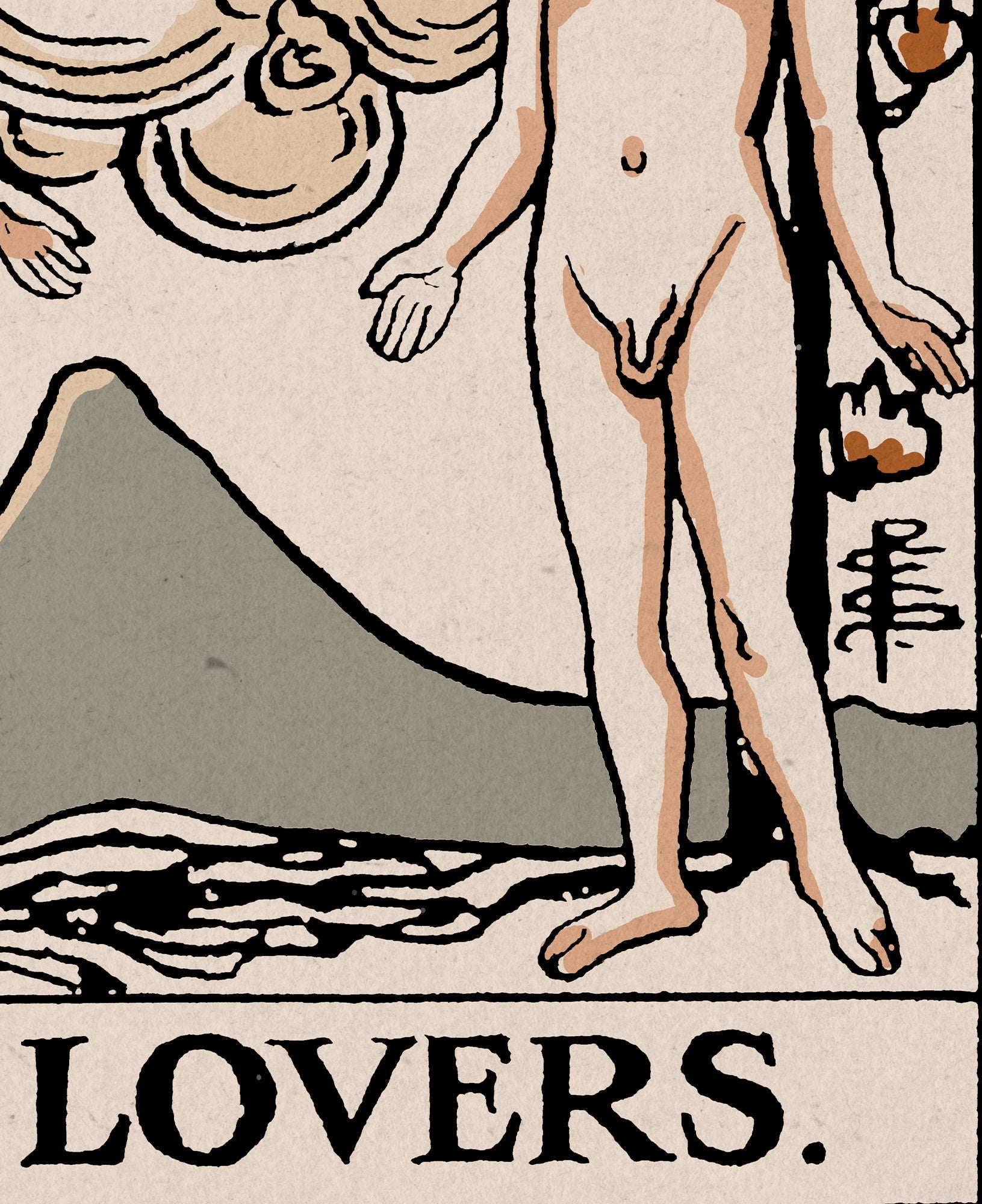 The Lovers- Tarot Card Print - The Lovers Card Neutral Vibe Poster Eclectic Tarot, No Frame