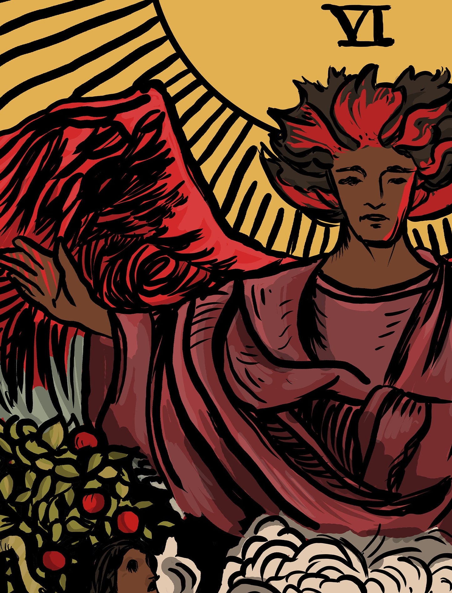 The Lovers - Tarot Card Print - Two Black Women Lovers Card Poster, No Frame