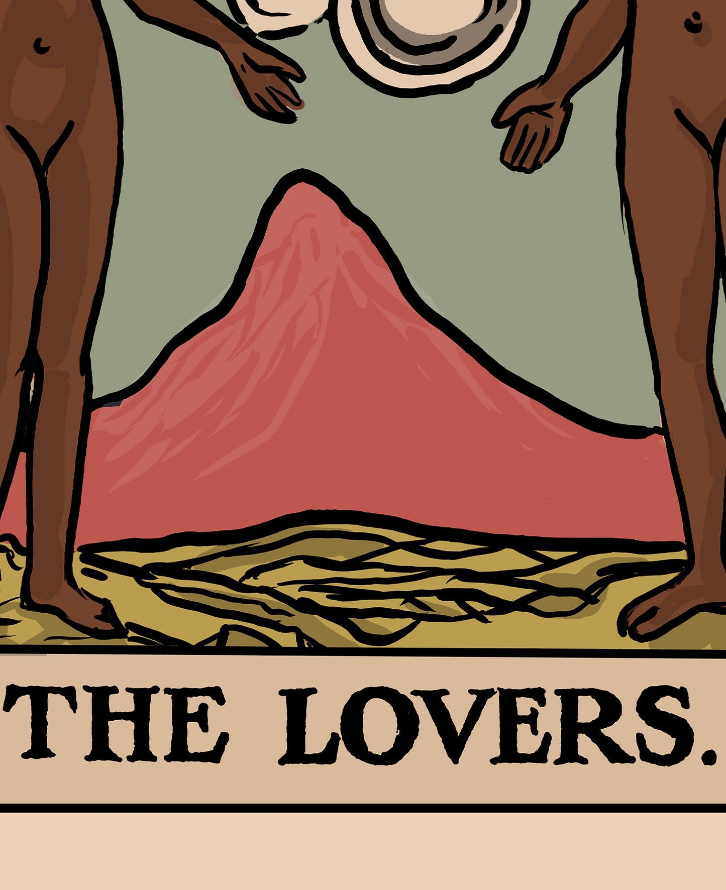 The Lovers - Tarot Card Print - Two Black Women Lovers Card Poster, No Frame