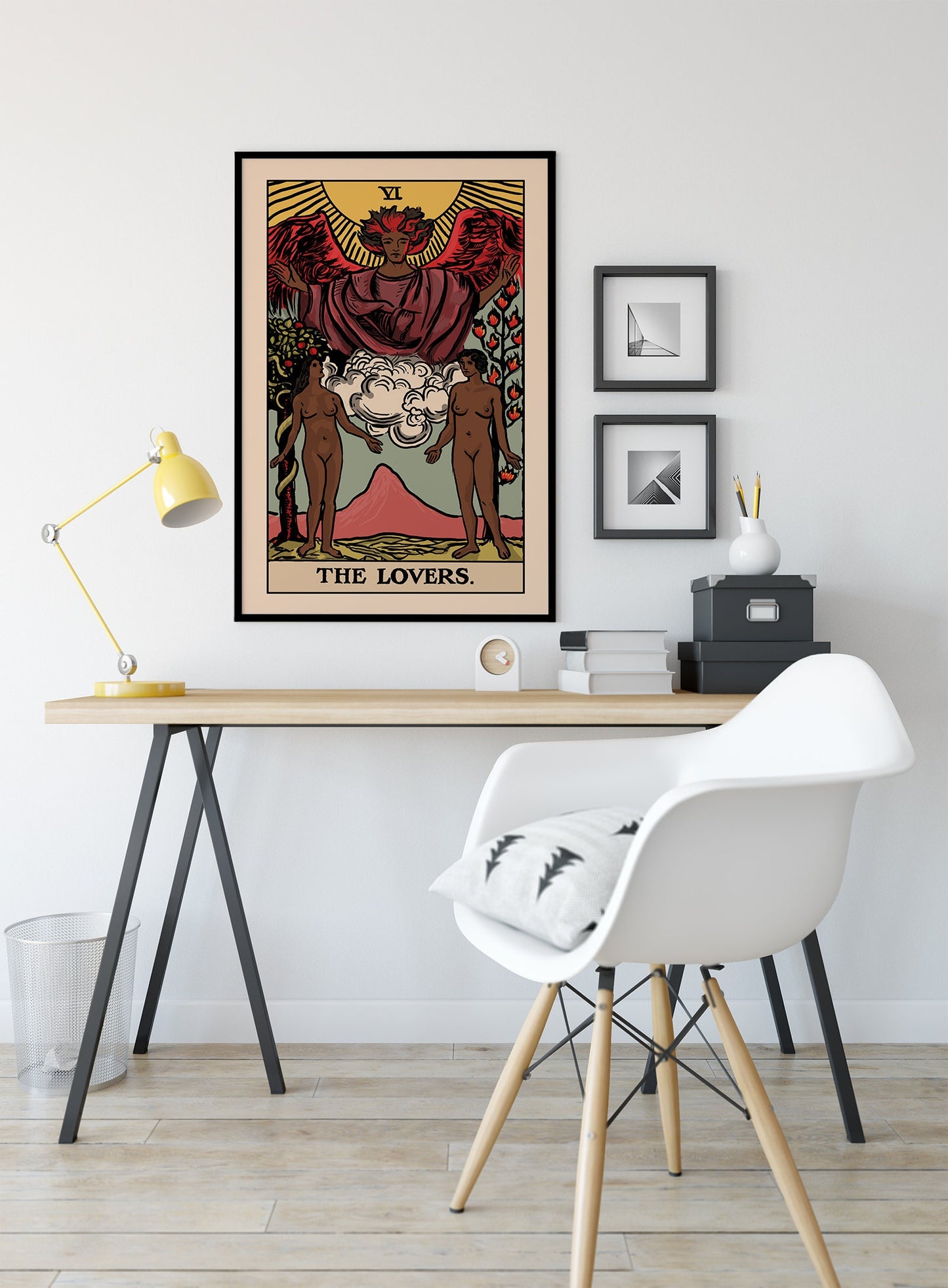 The Lovers - Tarot Card Print - Two Black Women Lovers Card Poster, No Frame