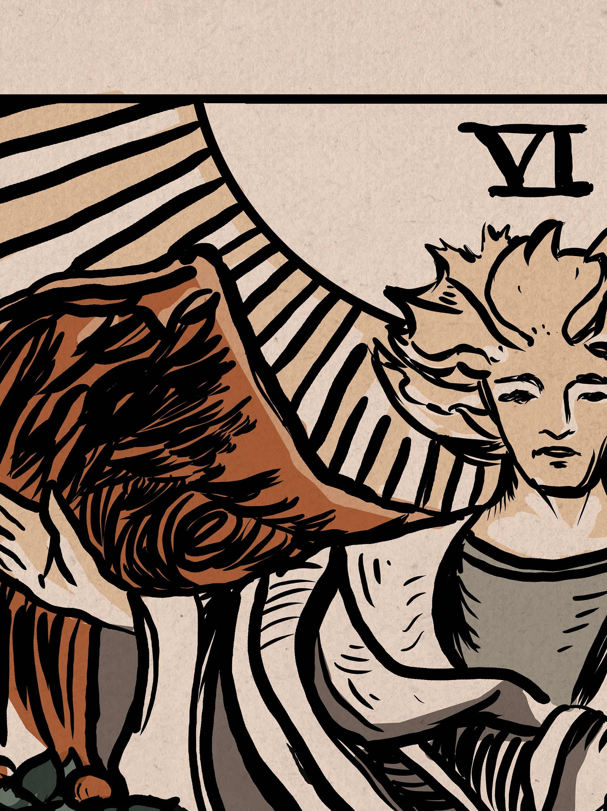 The Lovers - Tarot Card Print - Two Women Lovers Neutral Vibe Card Poster Eclectic Tarot, No Frame