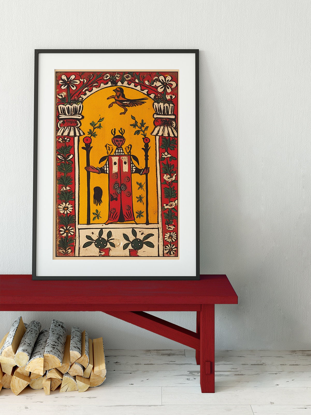 The Magician - Folk Art - Tarot Card Print - The Magician Card Poster, No Frame