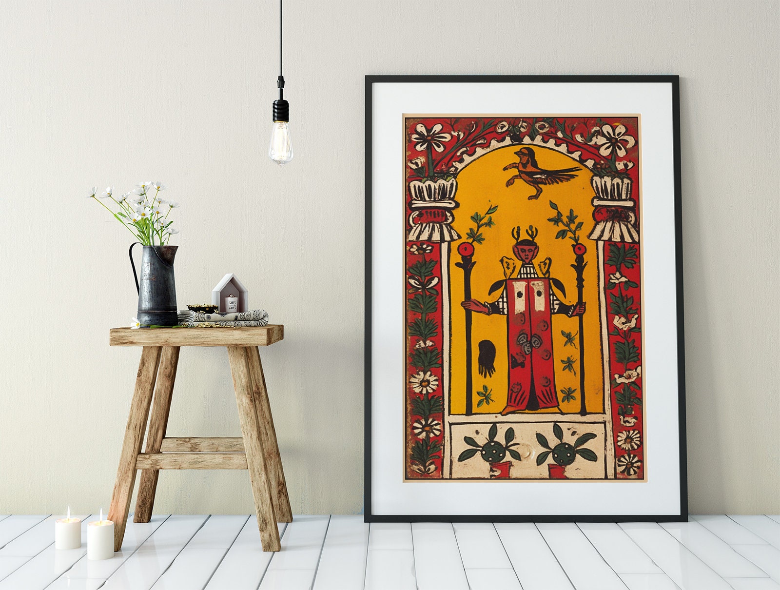 The Magician - Folk Art - Tarot Card Print - The Magician Card Poster, No Frame