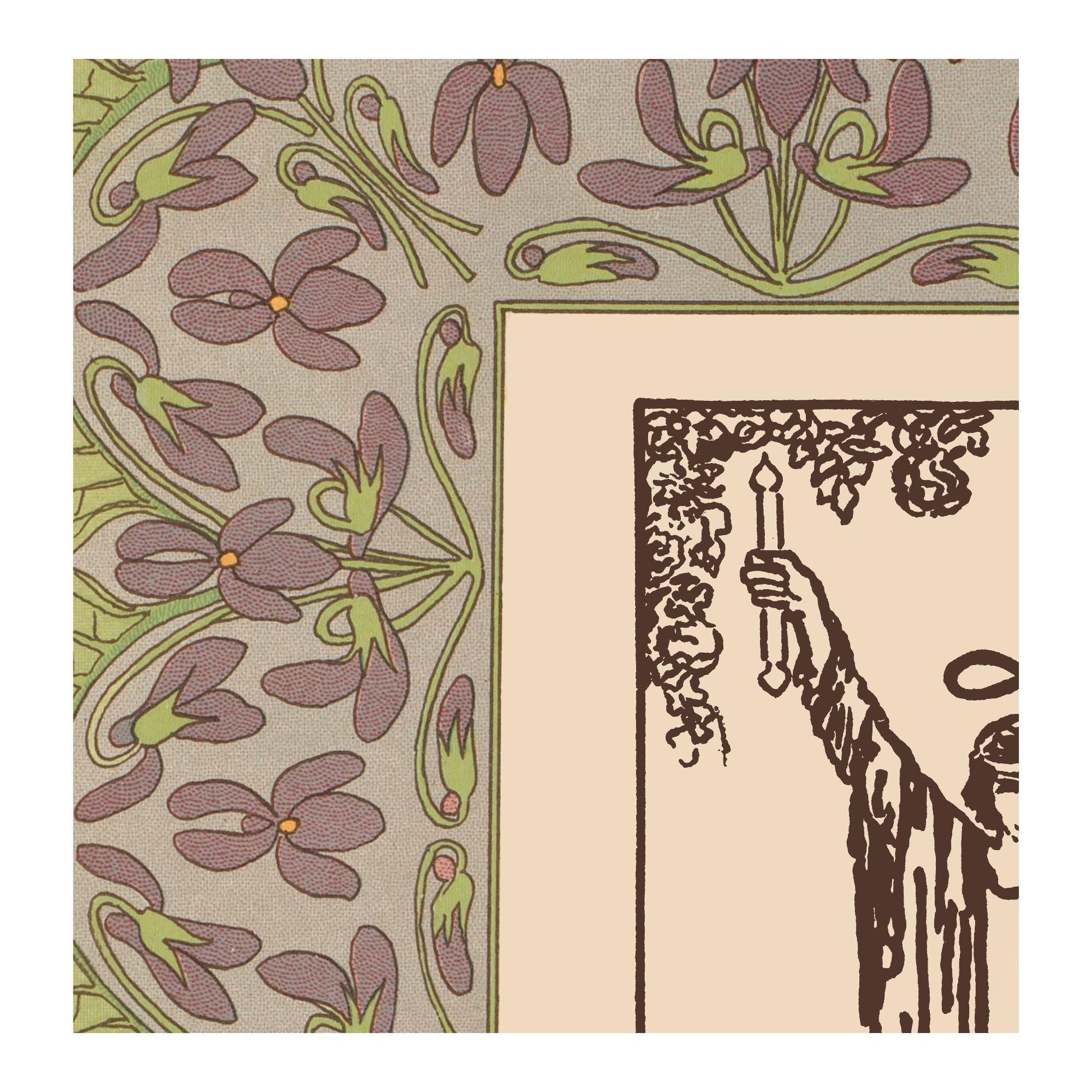 The Magician Print - Vintage Shabby Chic - Tarot Poster - Nouveau Tarot Card Poster - Purple and Green