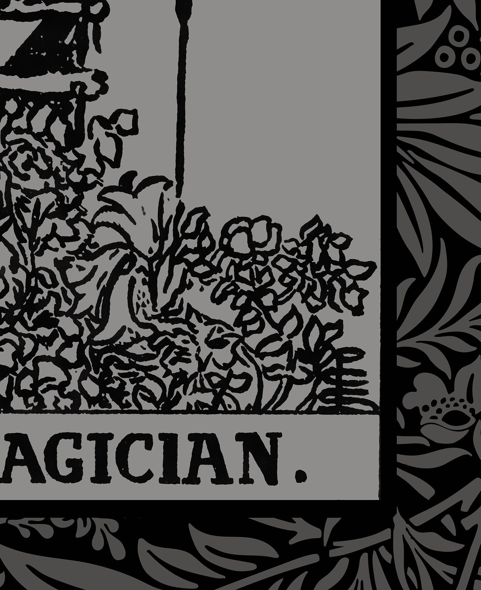 The Magician Tarot Card Grey and Black Print - The Magician Card Gray Poster, No Frame