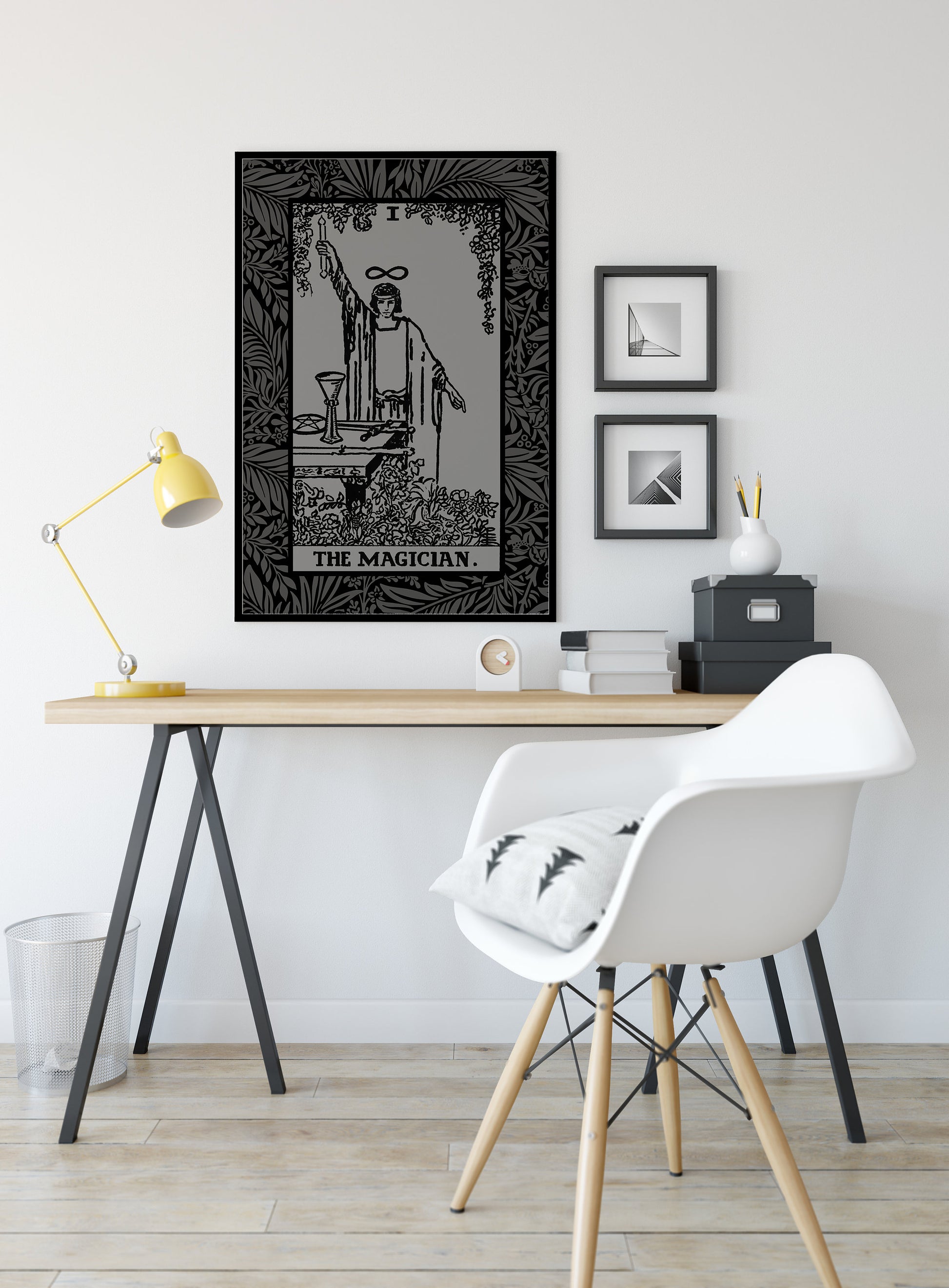 The Magician Tarot Card Grey and Black Print - The Magician Card Gray Poster, No Frame