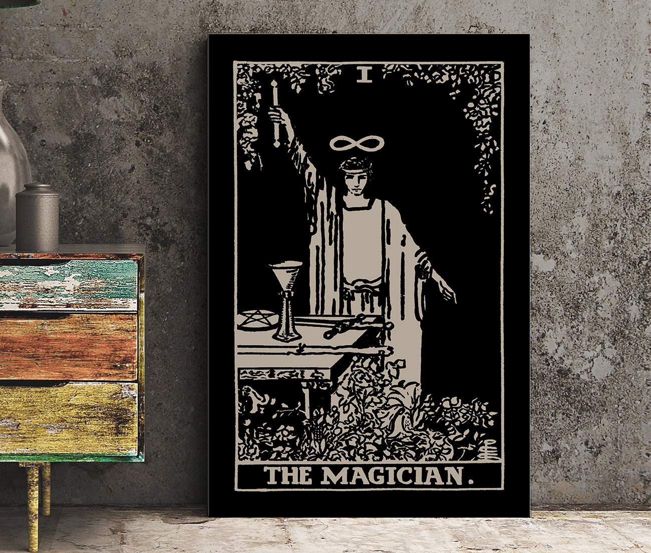 The Magician- Tarot Card Print - The Magician Card Black Poster, No Frame