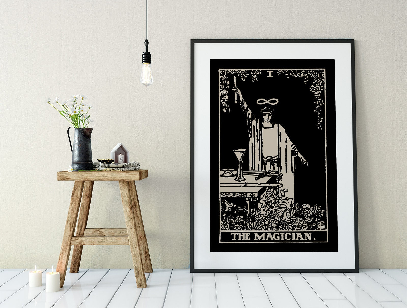 The Magician- Tarot Card Print - The Magician Card Black Poster, No Frame