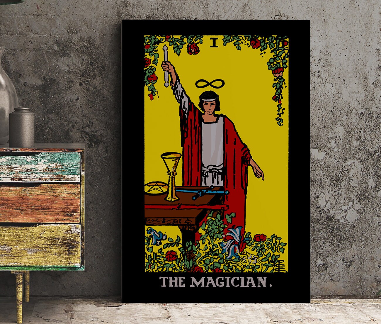 The Magician- Tarot Card Print - The Magician Card Bright Colorway Poster, No Frame