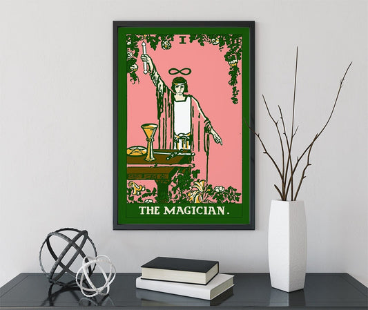 The Magician- Tarot Card Print - The Magician Card Bubblegum Goth Colors Poster, No Frame