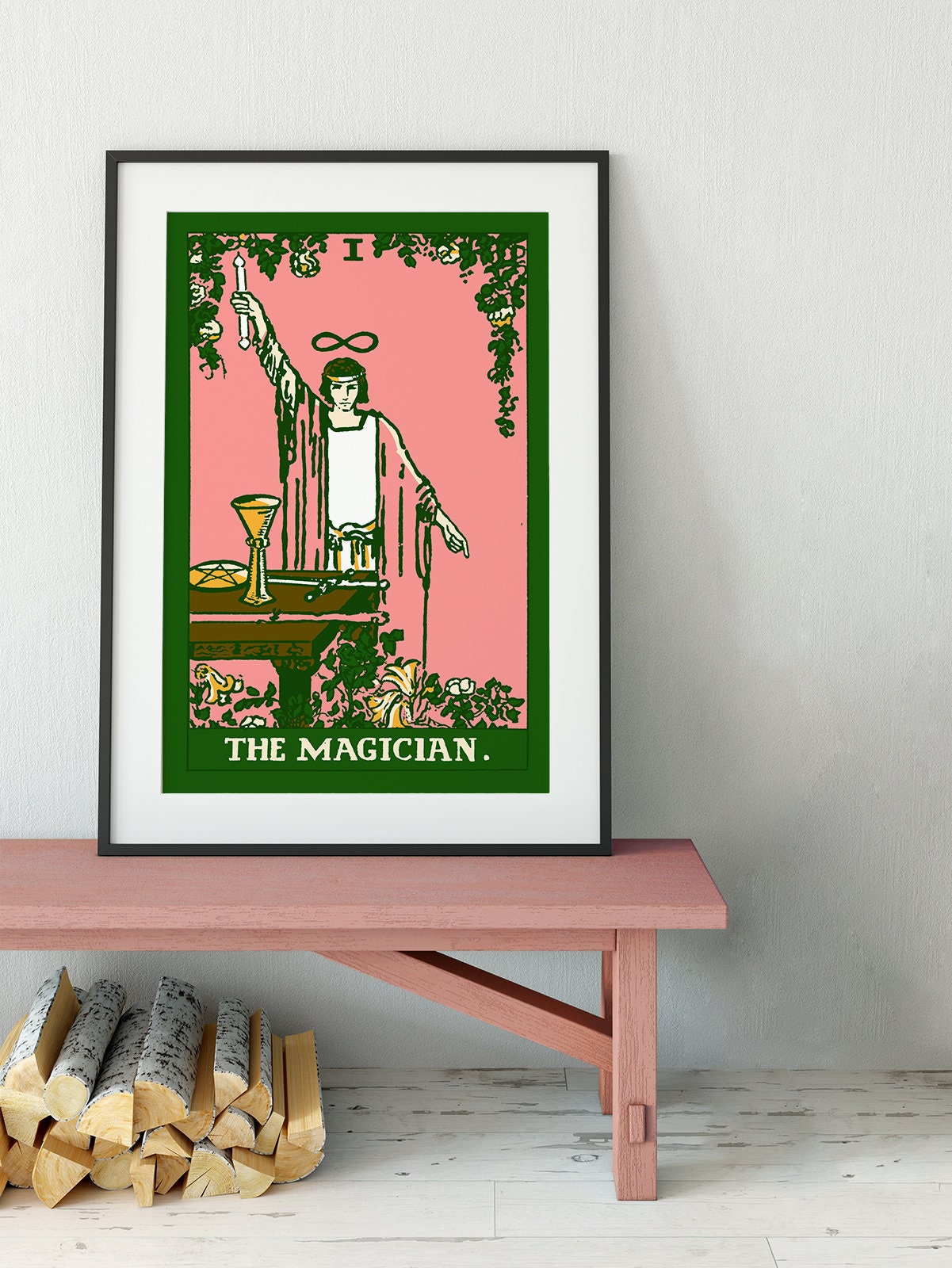 The Magician- Tarot Card Print - The Magician Card Bubblegum Goth Colors Poster, No Frame