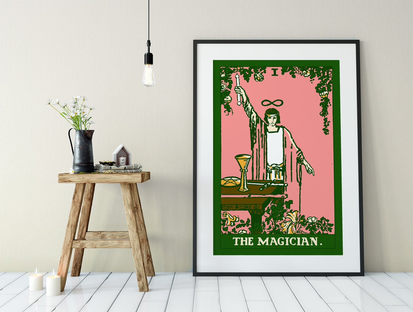 The Magician- Tarot Card Print - The Magician Card Bubblegum Goth Colors Poster, No Frame