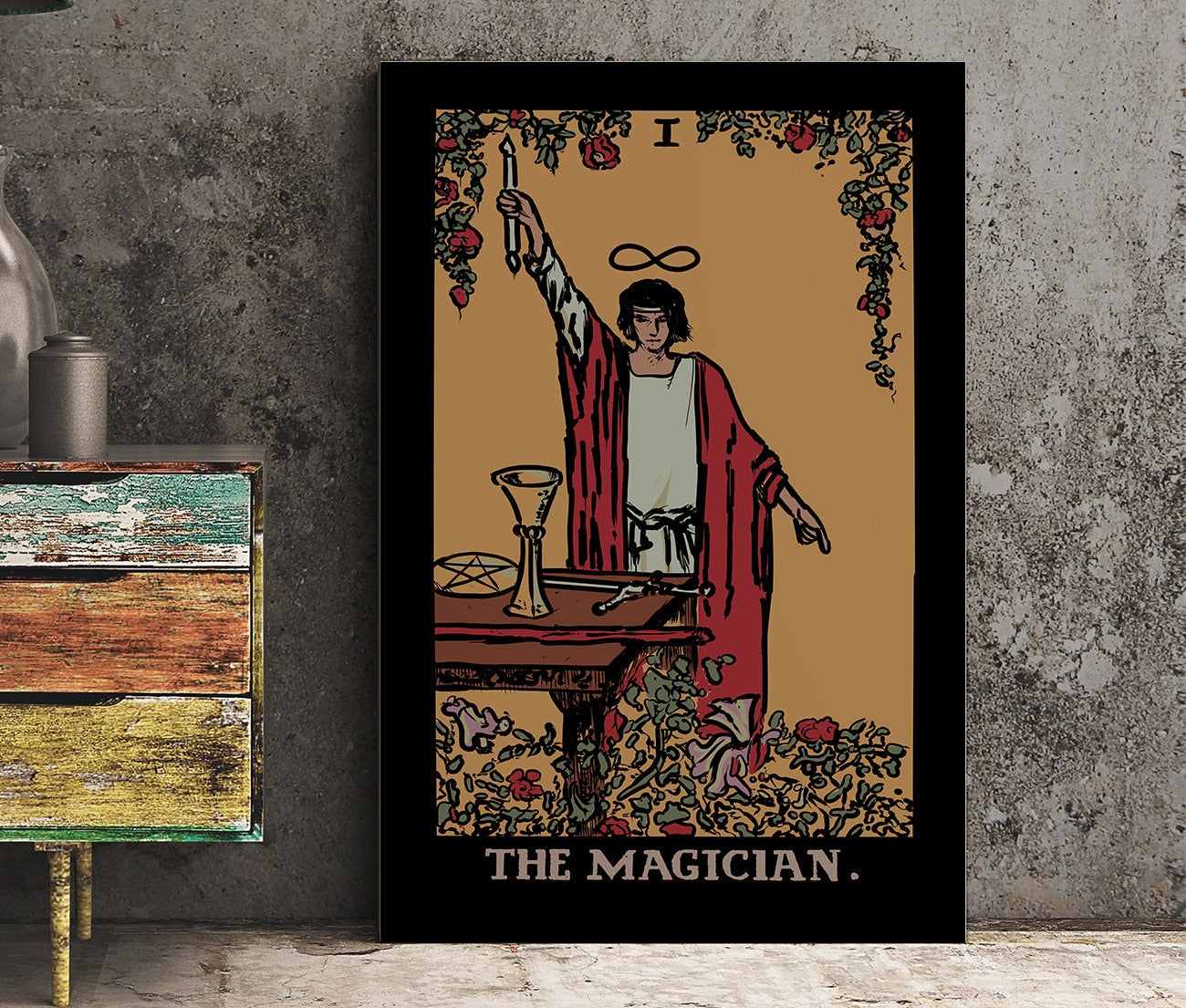 The Magician- Tarot Card Print - The Magician Card Dark Colorway Poster, No Frame