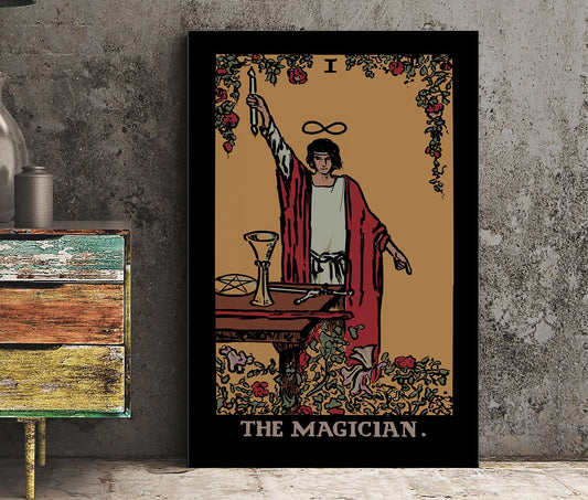 The Magician- Tarot Card Print - The Magician Card Dark Colorway Poster, No Frame
