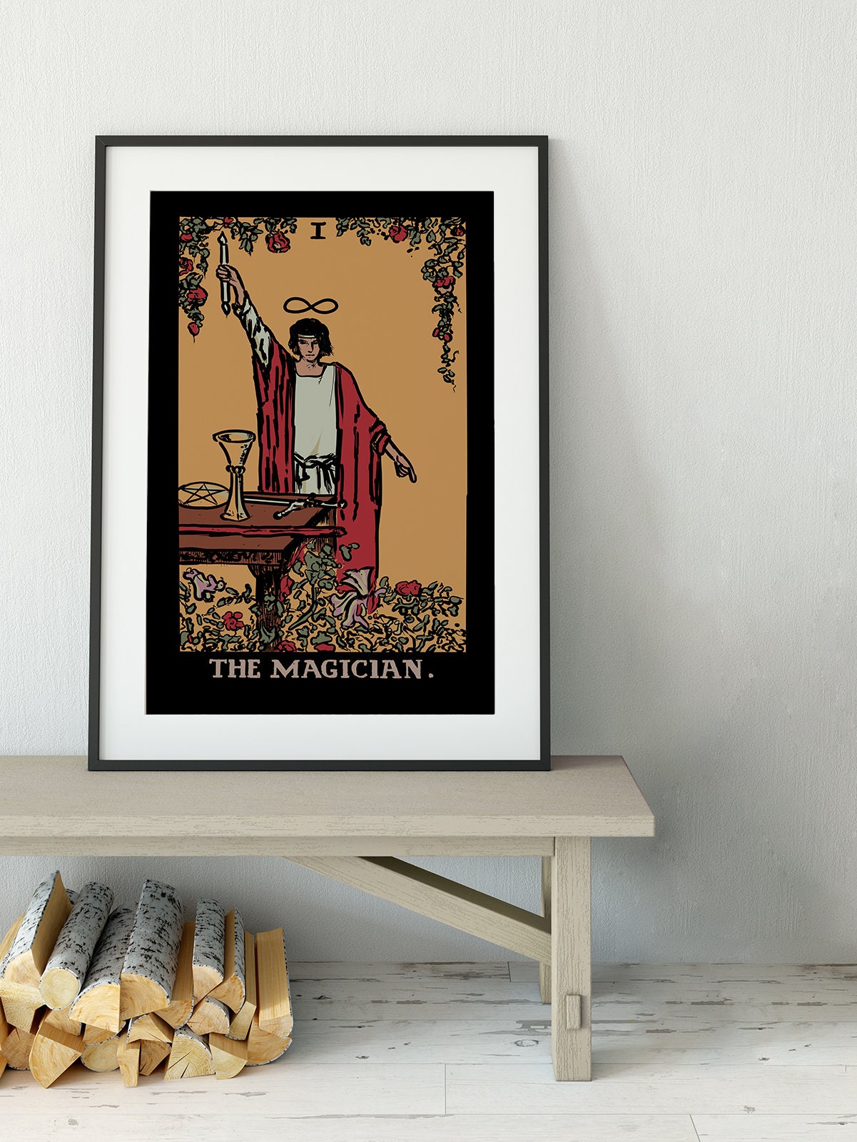 The Magician- Tarot Card Print - The Magician Card Dark Colorway Poster, No Frame
