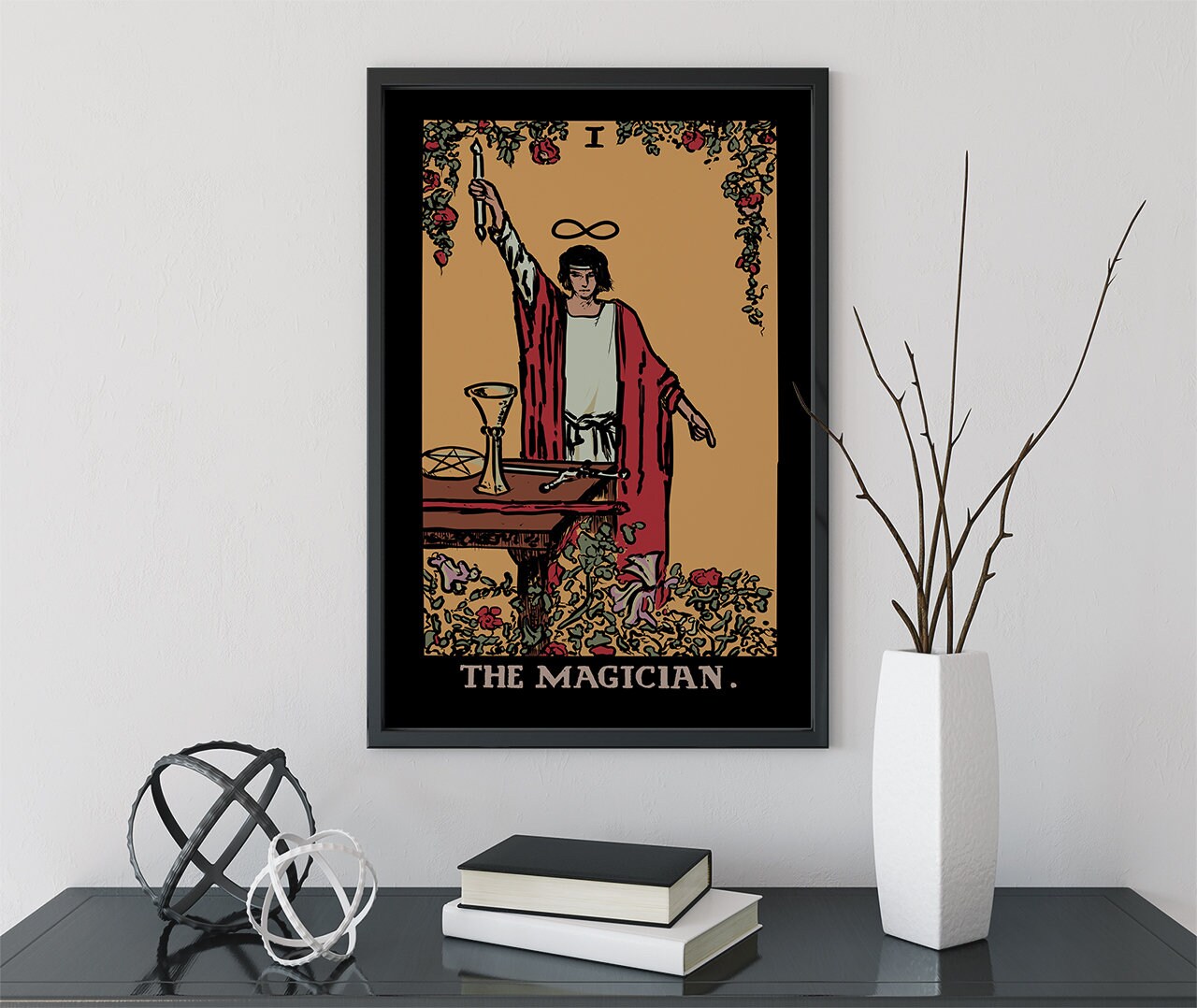 The Magician- Tarot Card Print - The Magician Card Dark Colorway Poster, No Frame