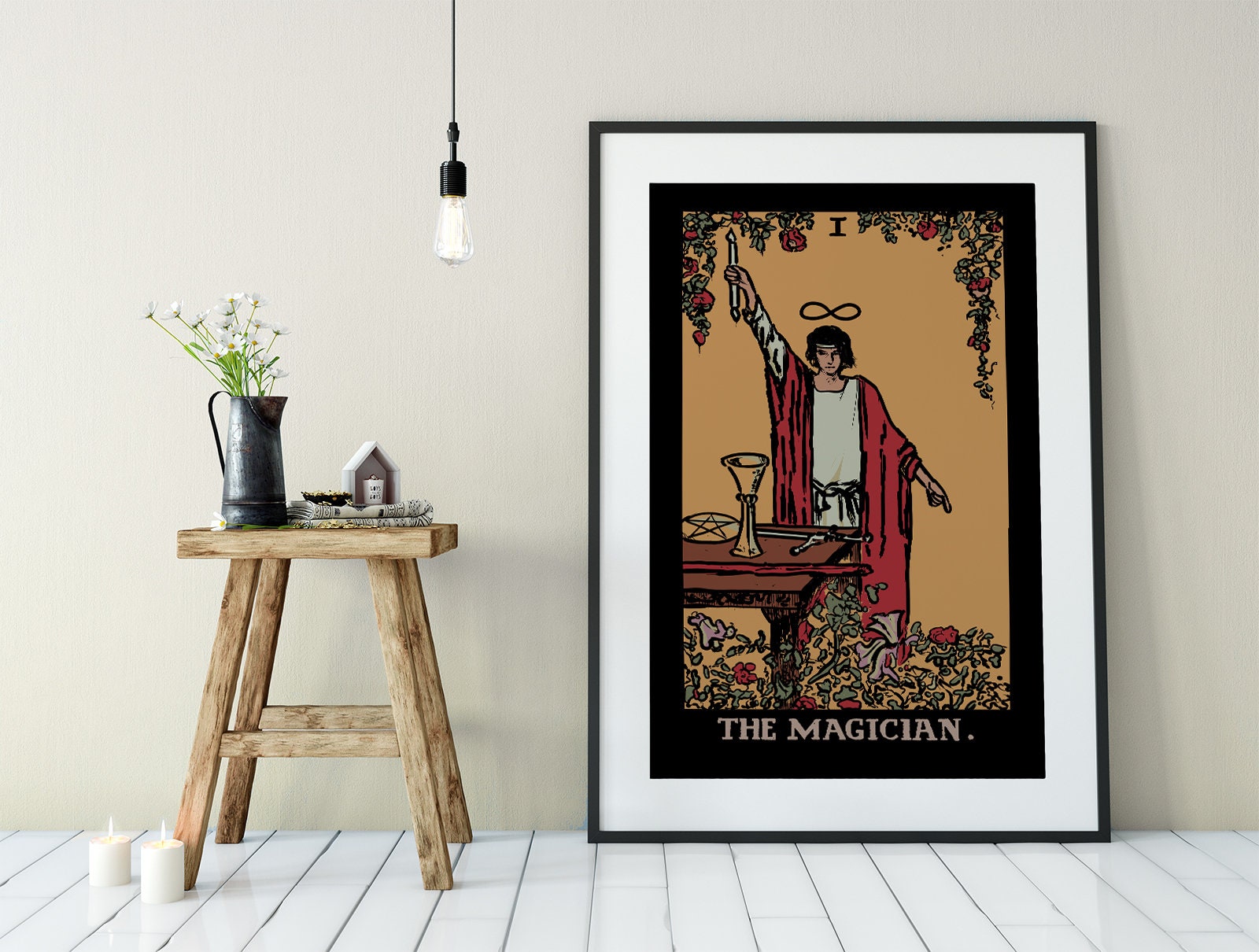 The Magician- Tarot Card Print - The Magician Card Dark Colorway Poster, No Frame