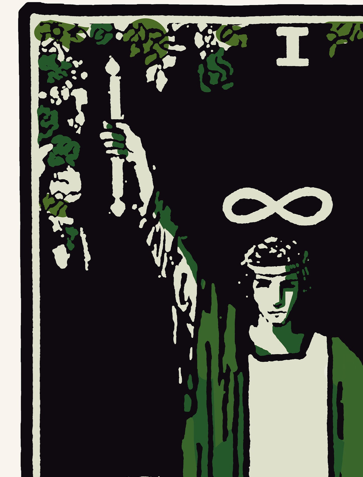 The Magician - Tarot Card Print - The Magician Card Emerald Green and Black Poster, No Frame
